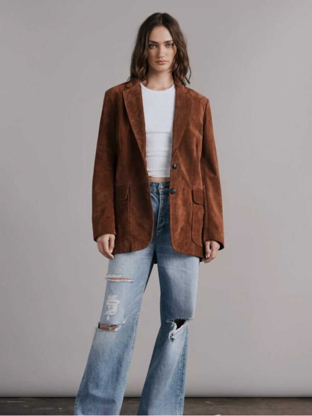 rag & bone Chestnut Cody Suede Relaxed Fit Blazer